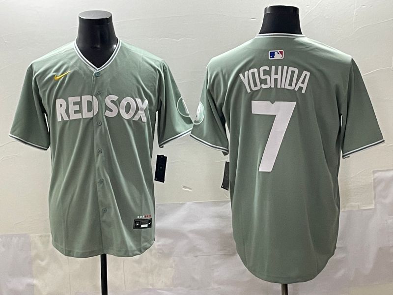 Men 2025 Boston Red Sox #7 Yoshida Light Green Joint Name Nike MLB Jersey style 1->boston red sox->MLB Jersey